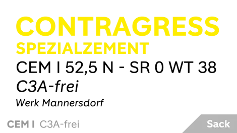 Contragress Spezialzement - CEM I 52,5 N - SR 0 WT 38 C3A-frei
